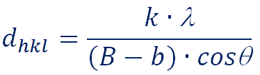 równanie Scherrera d = k*lambda/((B-b)*cos(teta))